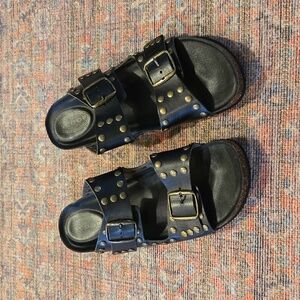 Studded Double Strap Corkbed Sandals